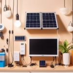 Create an image showcasing a variety of budget-friendly solar power home lighting system energy kits. Include diverse components such as solar panels, LED