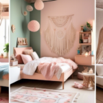 A series of visually captivating bedrooms for girls, each uniquely decorated to reflect different styles — one with a whimsical fairy-tale theme featuring